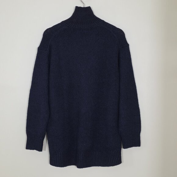 Uniqlo:C Sweater Women S Heathered Navy LS Cotton Wool Witchy Whimsigoth Slouchy - Picture 2 of 16